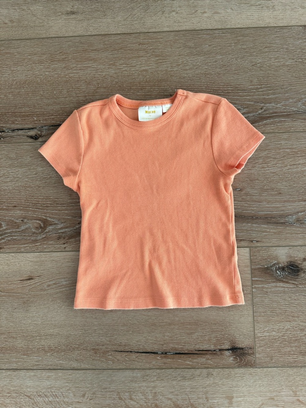 Anthropologie Maeve Ribbed Baby Tee Fitted Minimalist